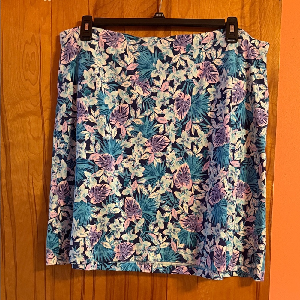 J. Jill Tropical Blue and Lavender A-Line Skirt